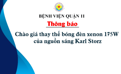 Thông báo chào giá thay thế bóng đèn xenon 175W của nguồn sáng Karl Storz
